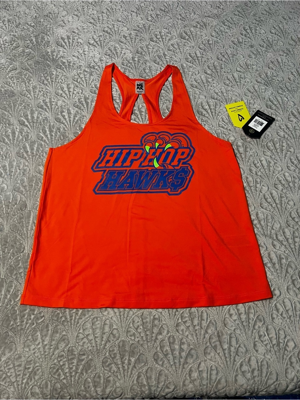 Zumba Fitness Zumba Rhythms  'Hip Hop Hawks' Racerback Tank Tangerine Medium NWT